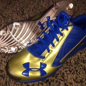 Under Armour Gold Chrome/Blue Baseball Cleats 12.5
